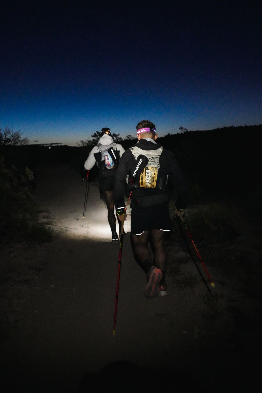 Night trail running with a pacer