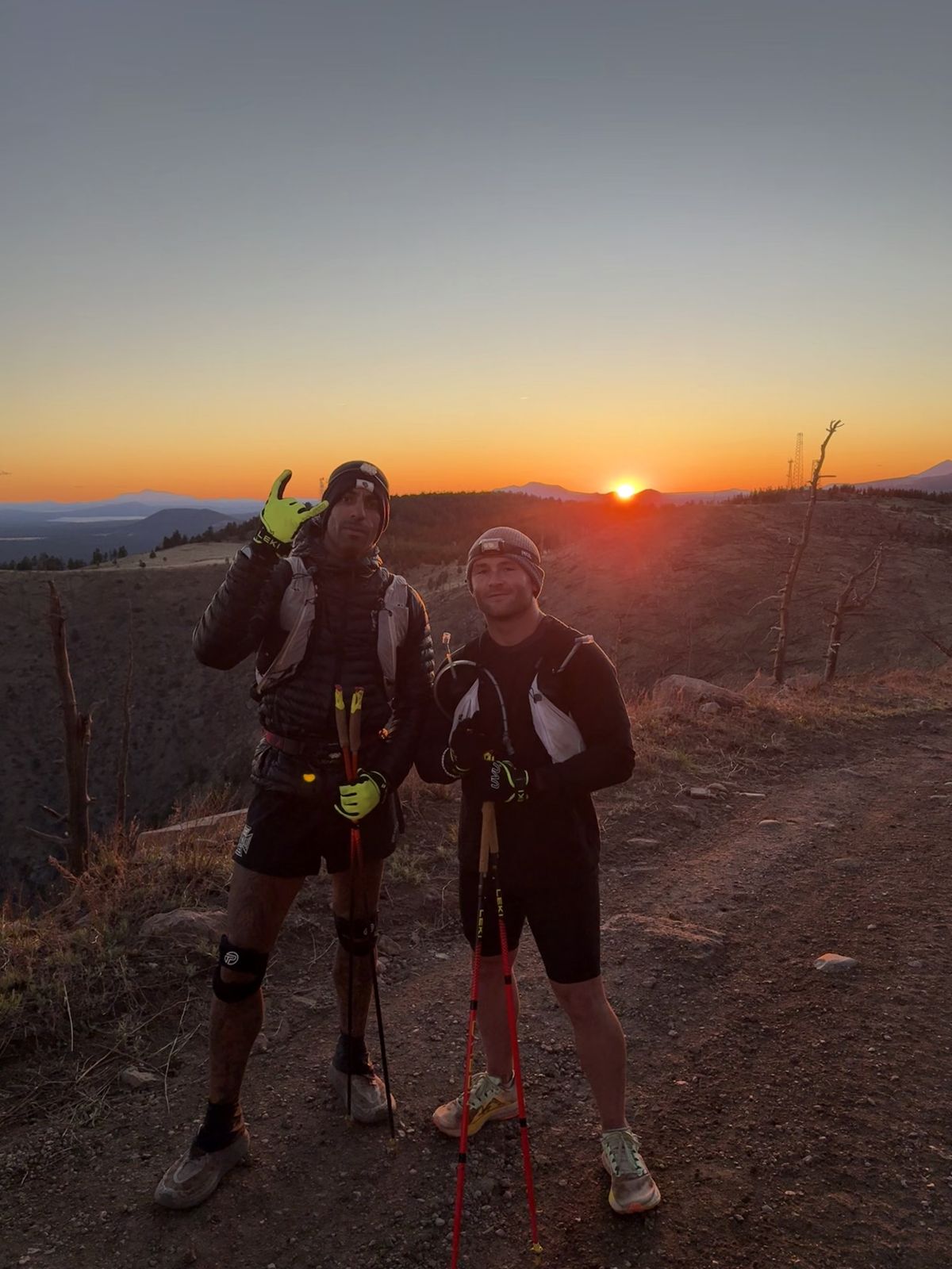 On a ridge at sunset